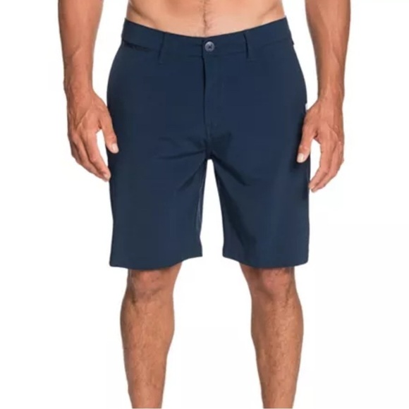 QUIKSILVER NAVY  BLUE AMPHIBIAN FLAT FRONT SHORTS MENS SZ 29 - Picture 1 of 8